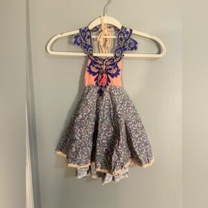 Blu Monet Girls Boho Halter Dress Floral Embroidered Neck Tassel Boutique 2